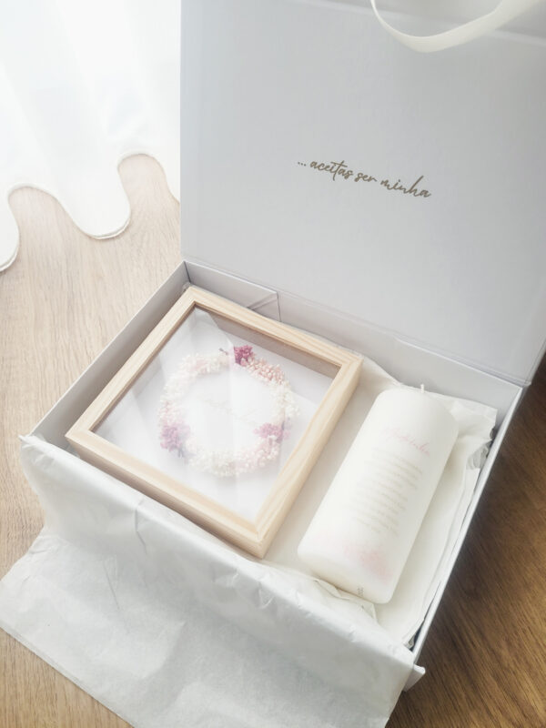 Convite Quadro floral e vela Madrinha