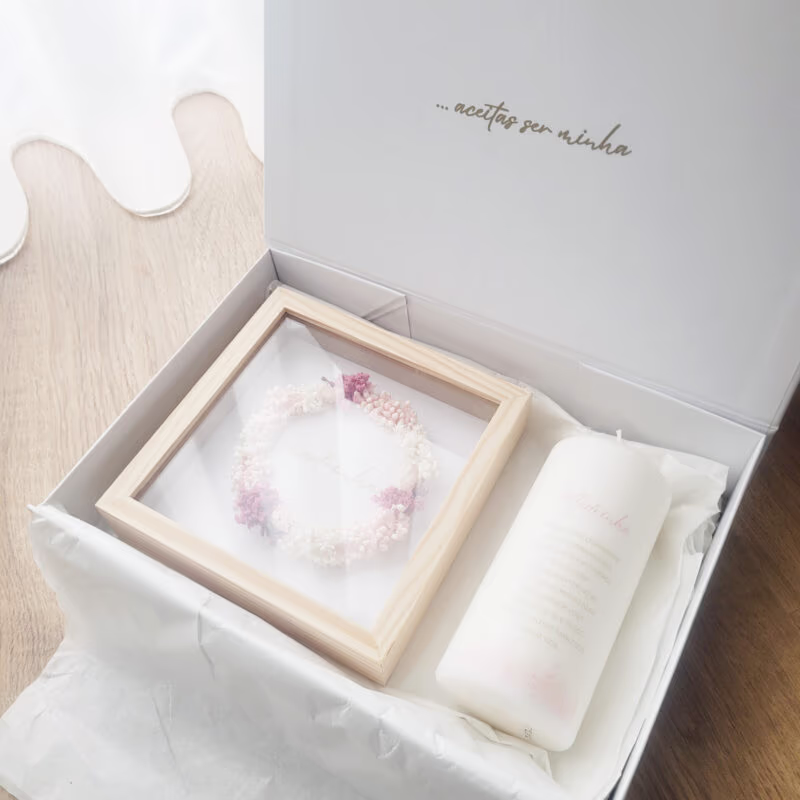 Convite Quadro floral e vela Madrinha