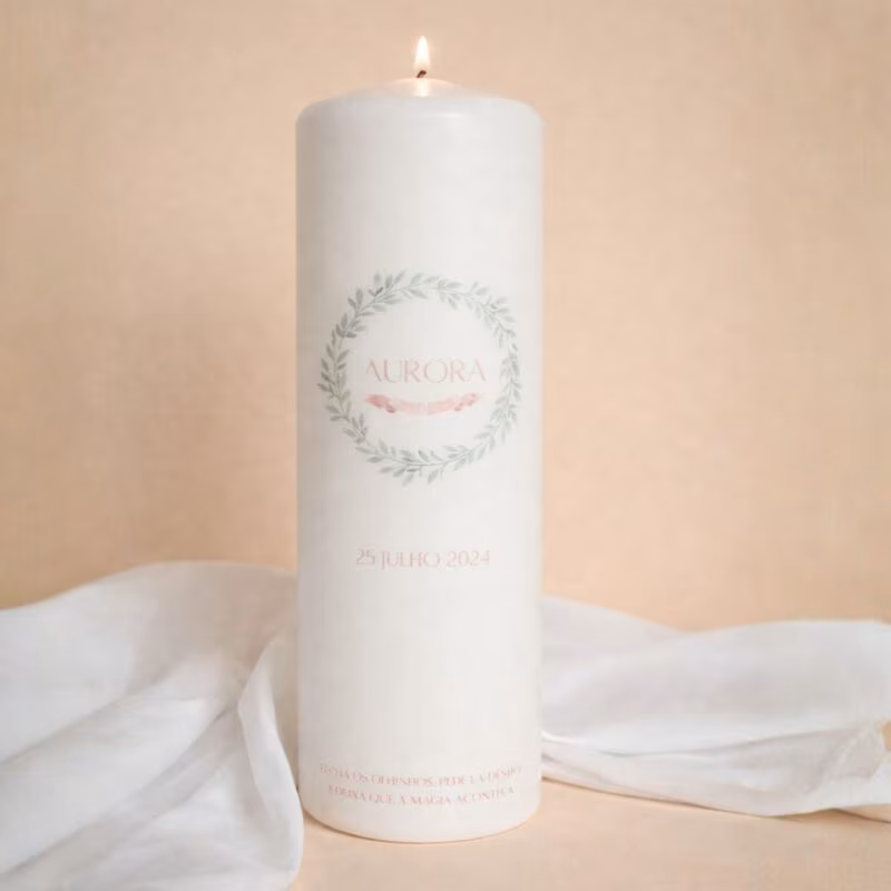 Vela da Vida Coroa Fita Rosa
